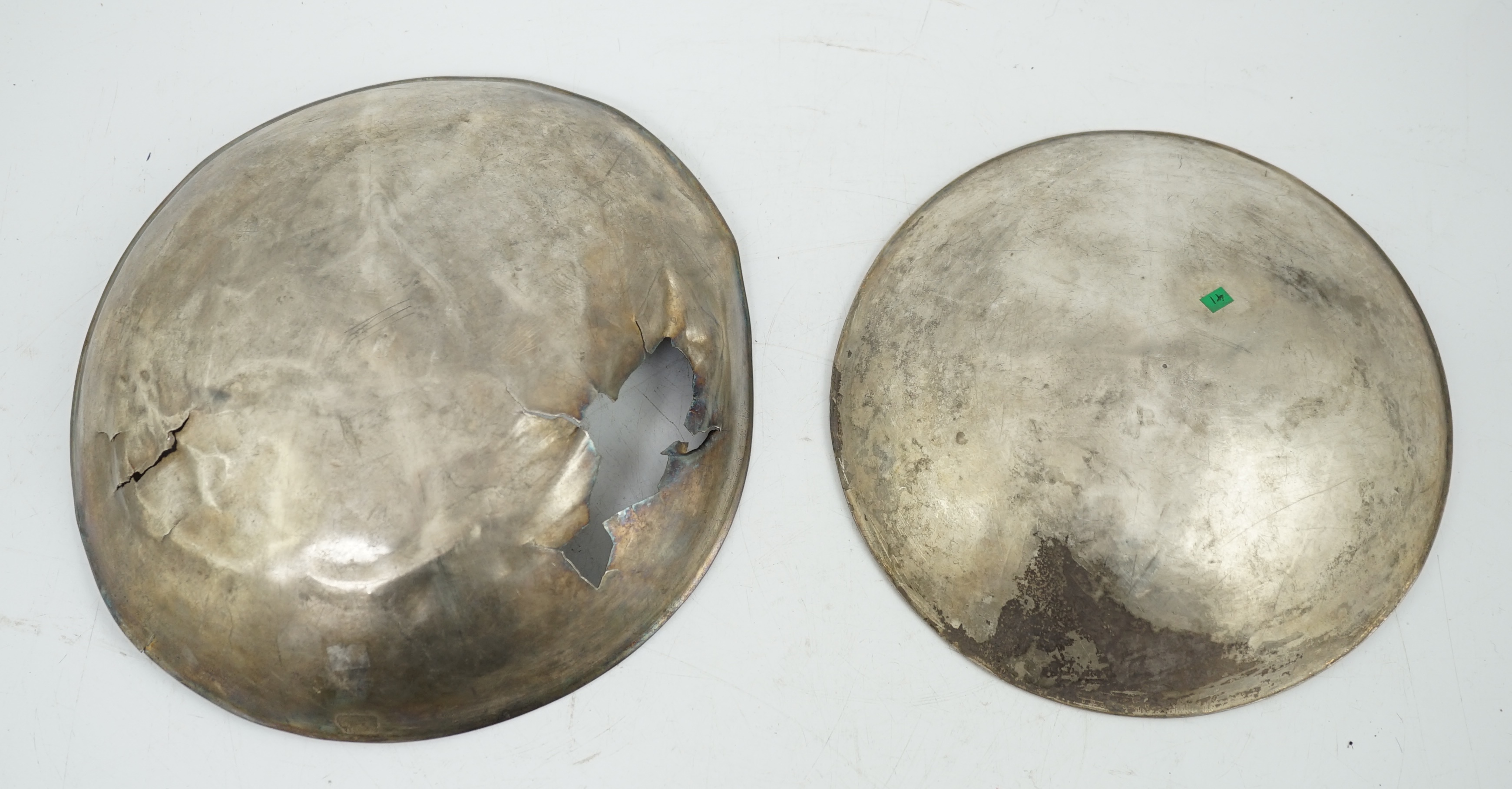 Two silver phialai, Gandhara, 1st century BC - 1st century AD, one incomplete